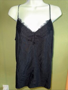 Cato Black Lace-Trim Slip Chemise